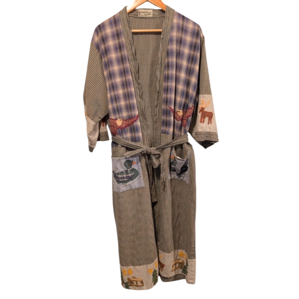 Patch Magic Group Inc Patchwork Plaid Robe With N… - image 1